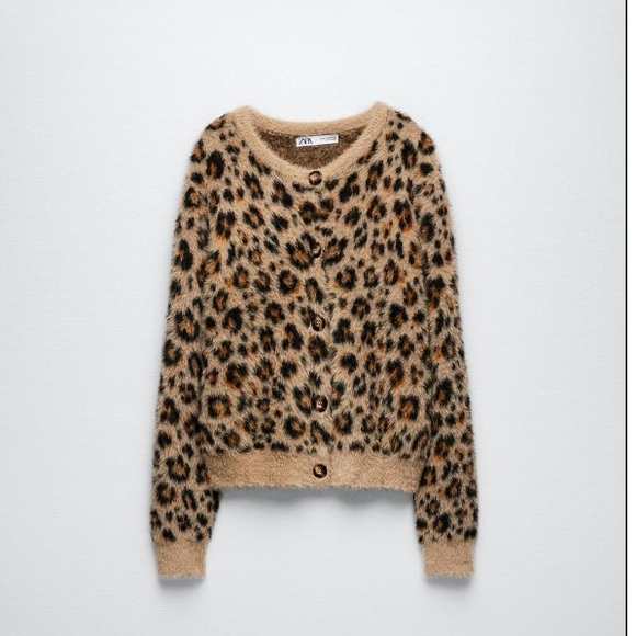 Zara Leopard Cardigan size L - Picture 1 of 7